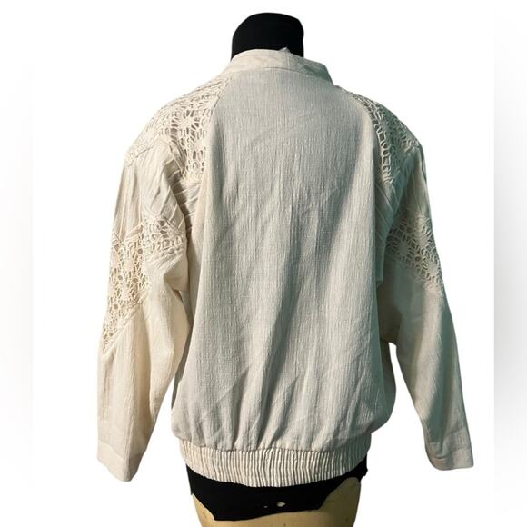 Vtg Coastal Boho Crochet Jacket Womens Size XLP Scandi Coquette Cottage Soft - Picture 5 of 9